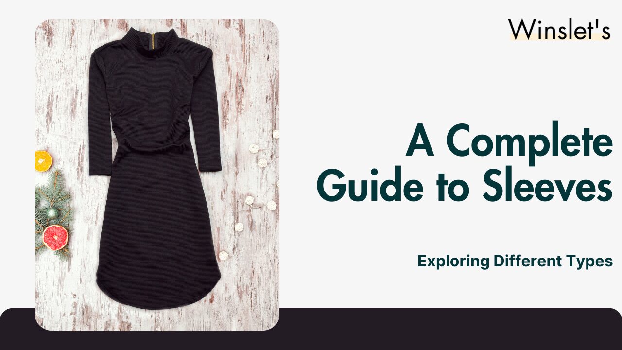 Black long-sleeve dress flat lay for sleeve types sewing guide.