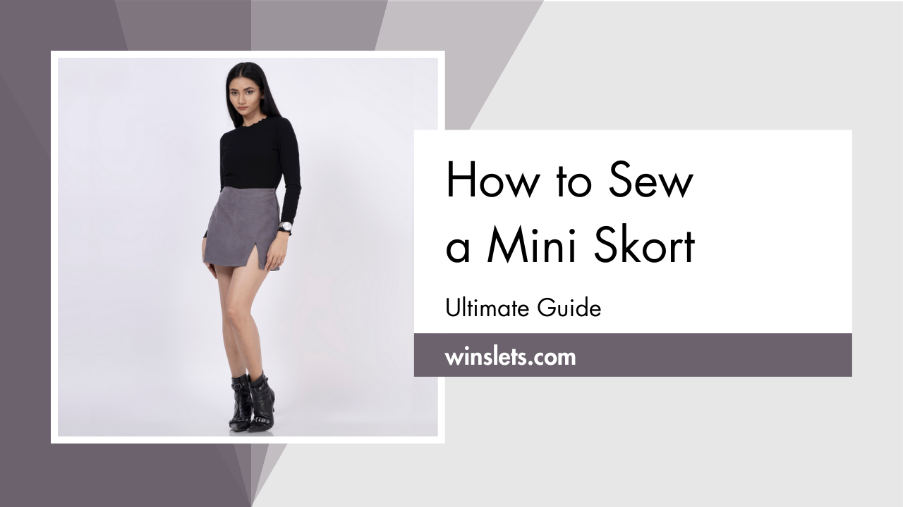 Stylish woman modeling a DIY mini skort – sewing tutorial guide.