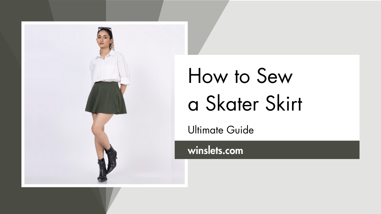 Woman wearing DIY skater skirt – ultimate sewing guide by winslets.com