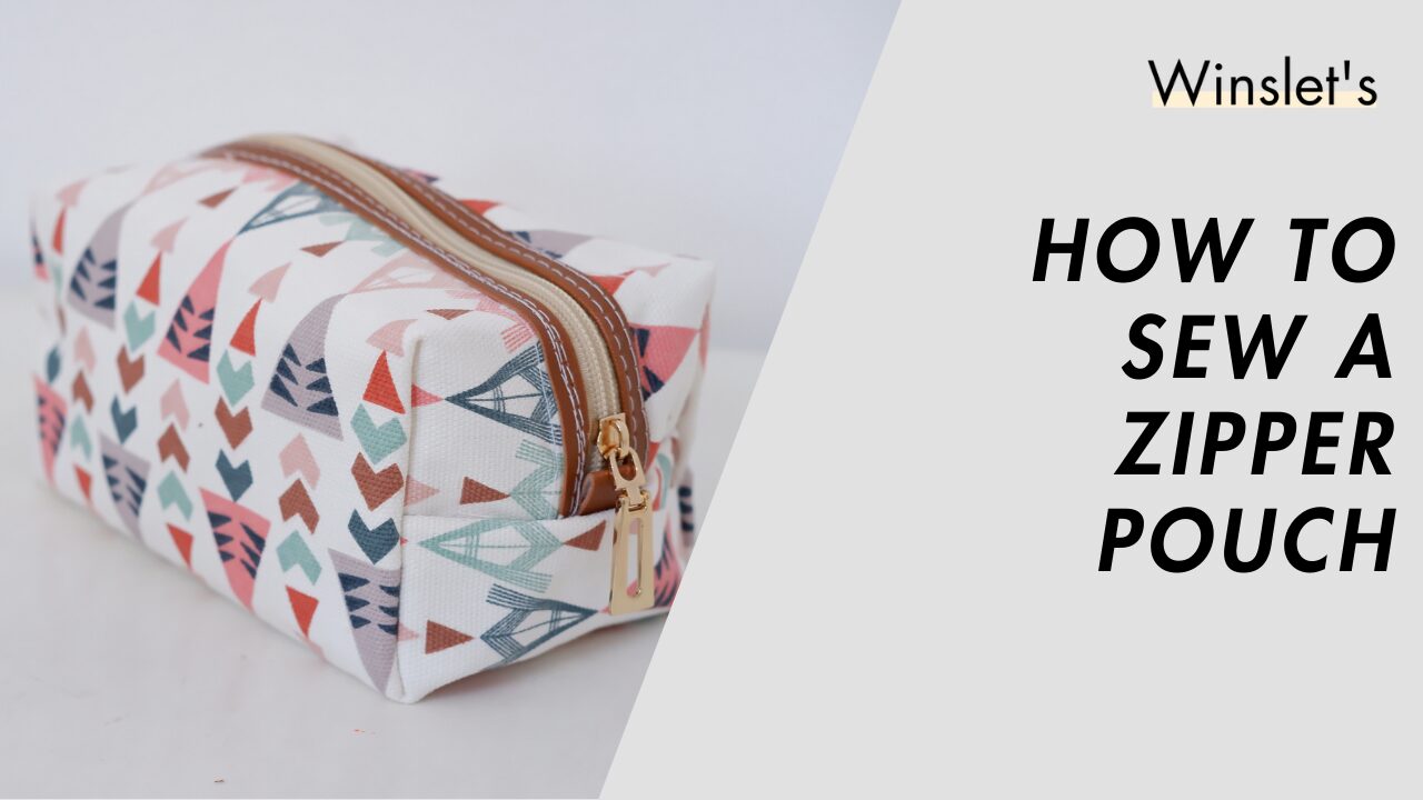 Beginner-friendly zipper pouch with lining in geometric fabric design.
