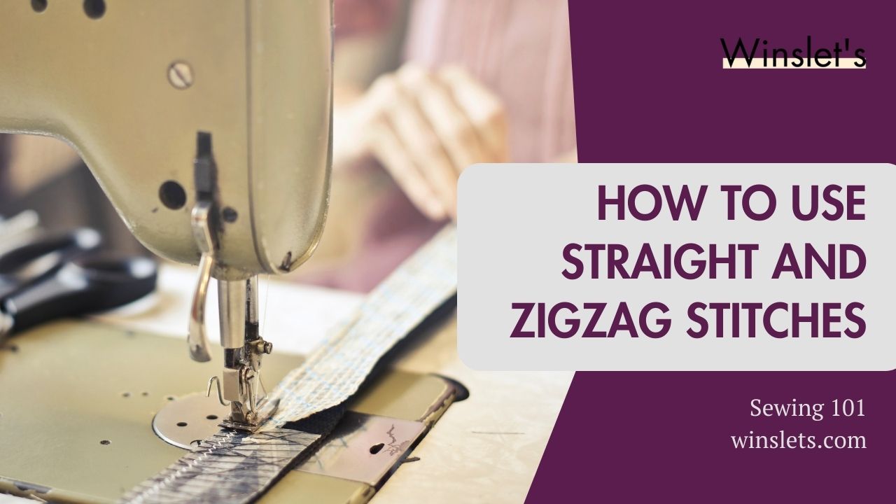 Sewing machine stitching fabric with straight and zigzag stitches tutorial.