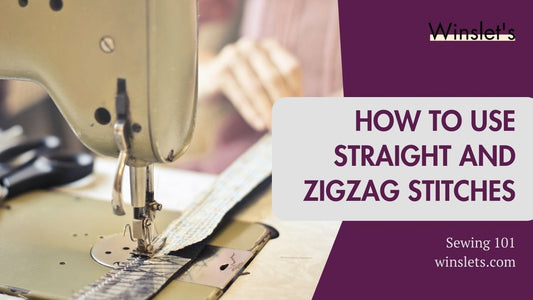 Sewing machine stitching fabric with straight and zigzag stitches tutorial.