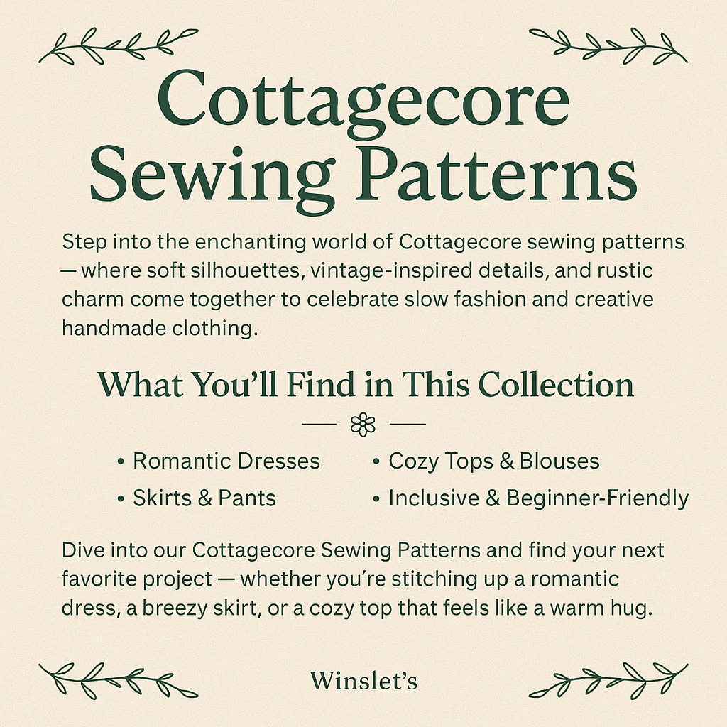 Cottagecore sewing patterns with vintage charm and romantic designs.