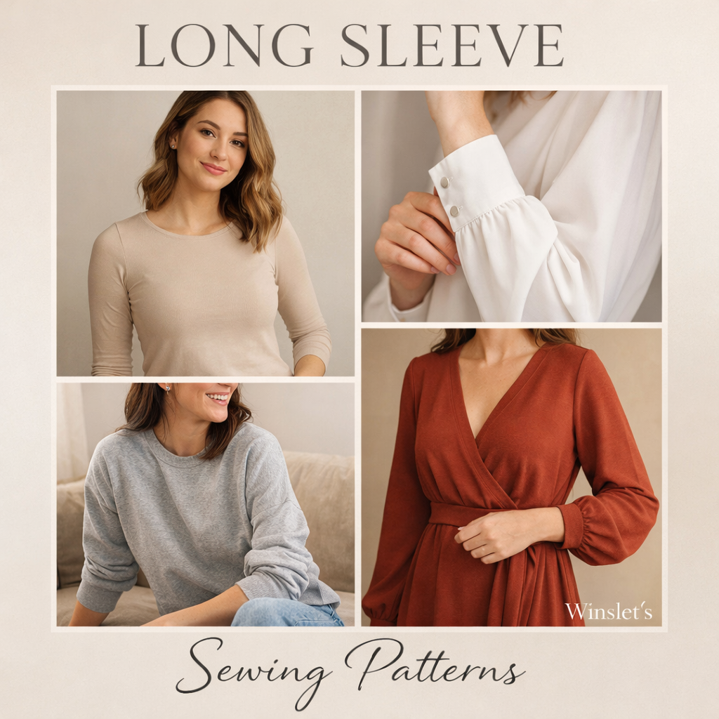 Stylish long sleeve sewing patterns for essential wardrobe pieces.