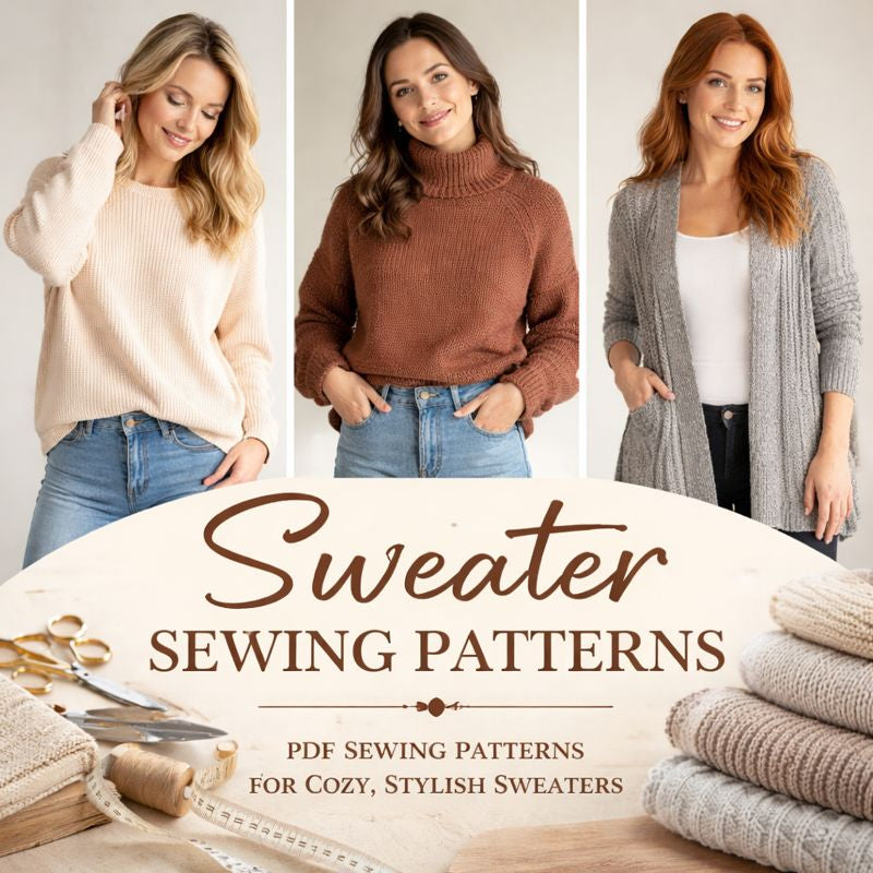 Cozy and stylish sweater sewing patterns for men and women in PDF format.