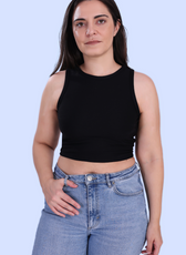 Tank top sewing pattern pieces on white background, ideal for women and girls who love sustainable fashion