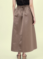 Back view of the 'Zinnia' gathered skirt sewing pattern, highlighting the soft pleats and relaxed fit for a timeless, feminine style.