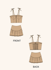 Vintage Coord Set Sewing Pattern – Strappy Bustier Top & Mini Flounce Skirt