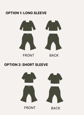 Illustration of long and short sleeve options for doll sewing pattern