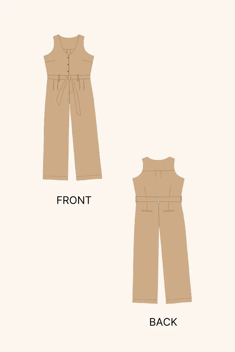 V-Neck Jumpsuit Sewing Pattern 'Parker'