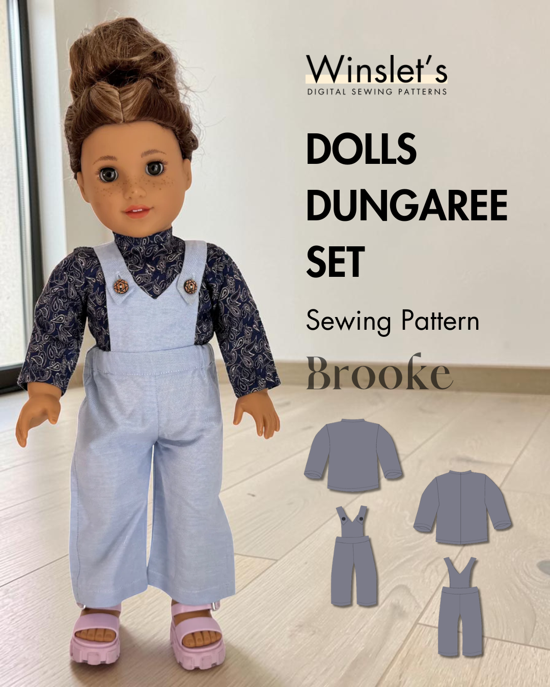 Dungaree Set Sewing Pattern for Dolls 'Brooke'