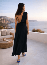 White backless dress with spaghetti straps sewing pattern