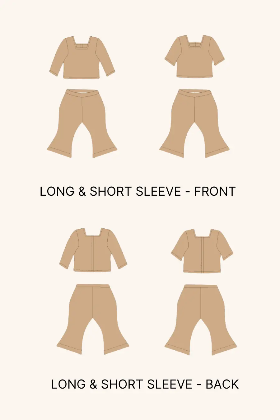 Dolls Retro Flare Set – Top & Flared Pants Set Sewing Pattern 'Mabel'
