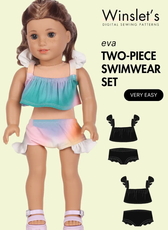 Dolls Two Piece Swimwear Set Sewing Pattern 'Eva'