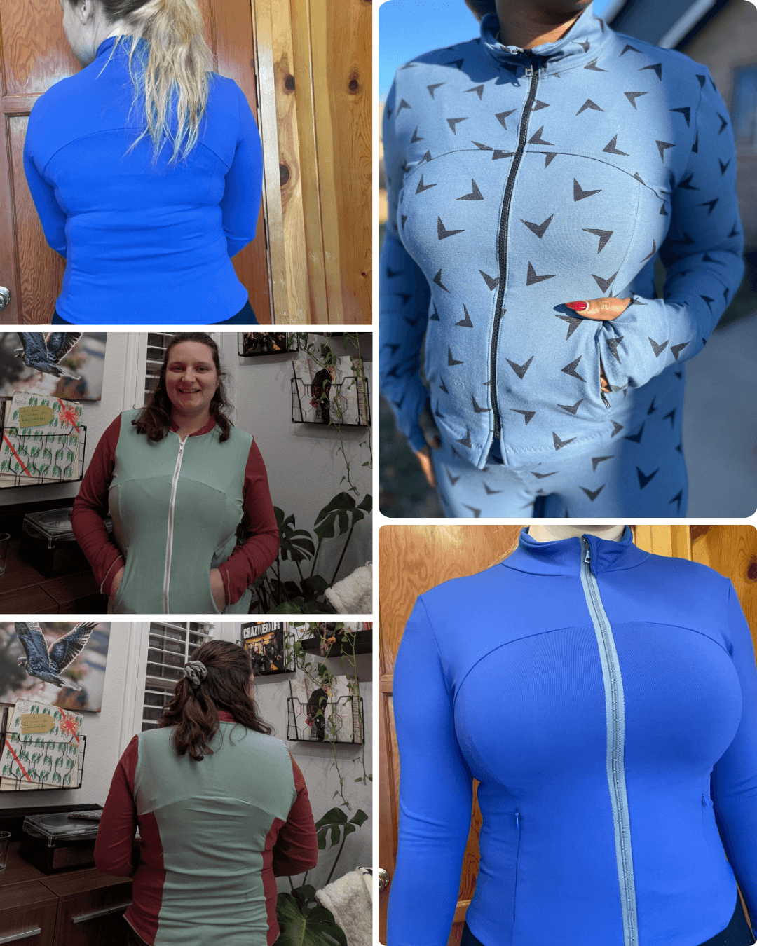 Women wearing purple sports jacket with thumbhole cuffs, holding basketball