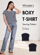 Women's striped boxy T-shirt sewing pattern 'Lisa' with relaxed fit and short sleeves