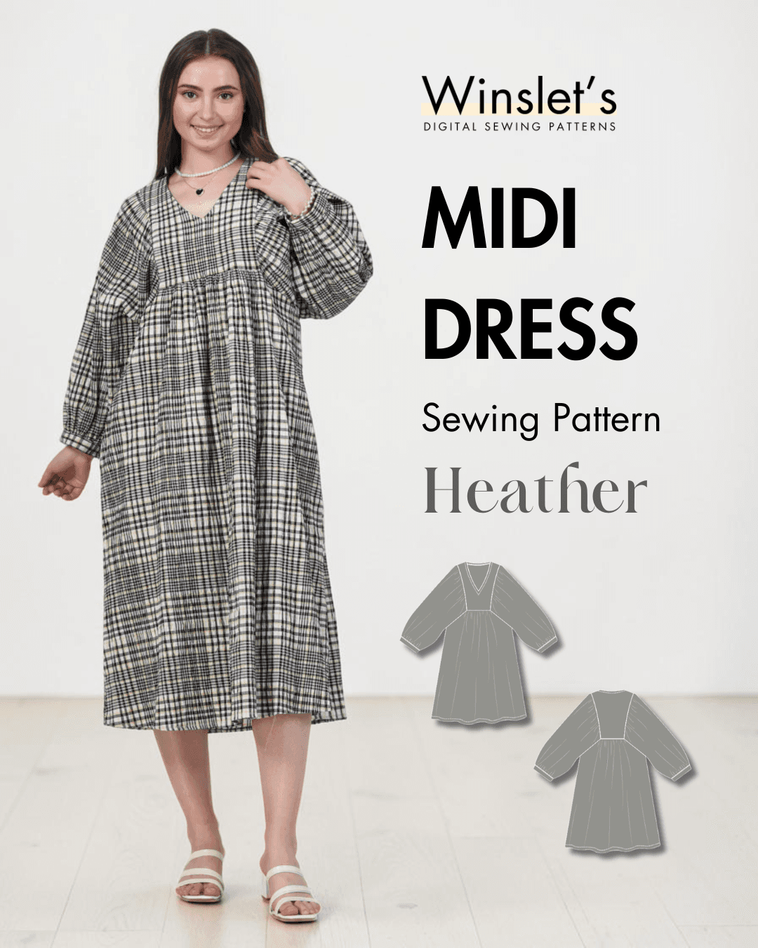 womens dress sewing patterns Midi Dress Sewing Pattern 'Heather'