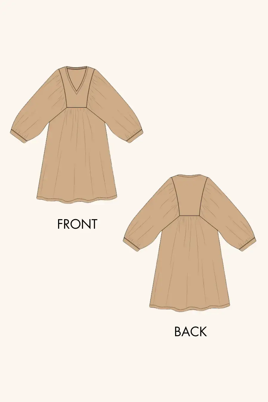 chinese dress ladies Midi Dress Sewing Pattern 'Heather'