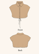 the front and back views of a cropped blouse designed with winslets patterns