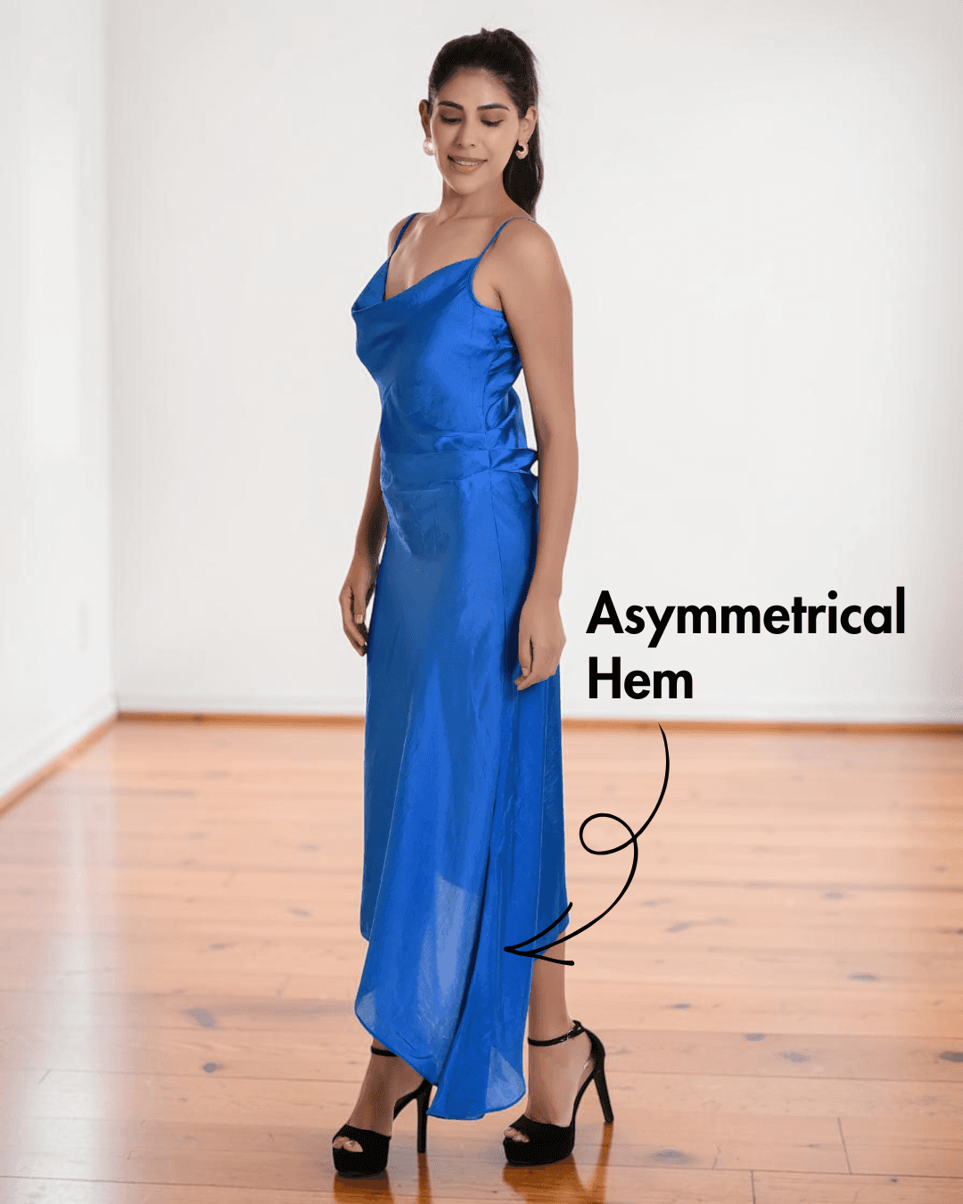 navy blue dress for baby girl Elegant A-Line Boat Neck Printed Flower Asymmetrical Mother of the Bri