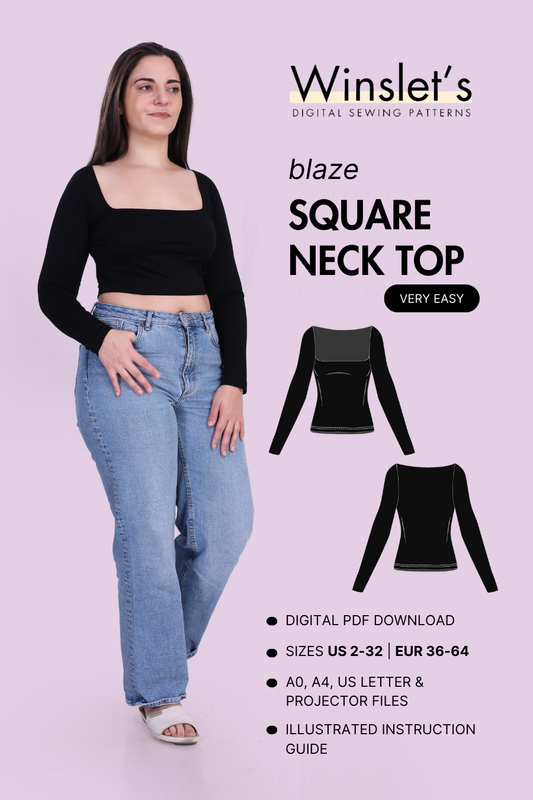 Square Neck Top Pattern 'Blaze'