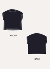 Women's sleeveless black and white striped T-shirt front and back views