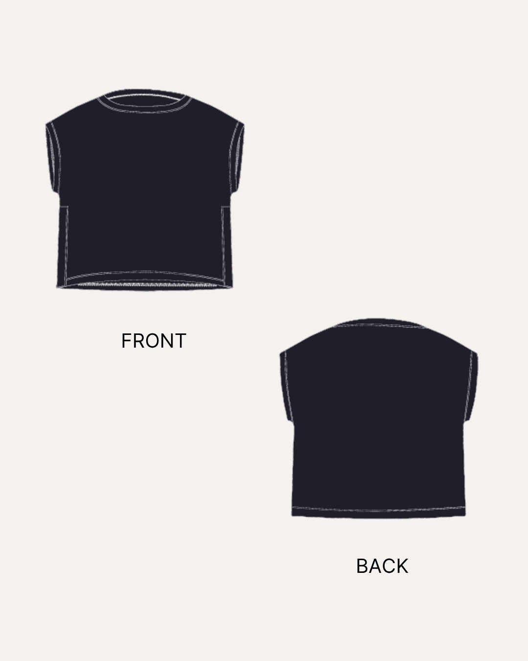 Women's sleeveless black and white striped T-shirt front and back views
