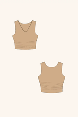 A 2D sketch of the ruched top sewing pattern