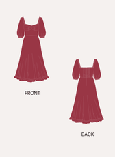 Dress front and back illustration for sewing pattern