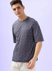 Angled front view of the Men's Oversized T-shirt 'Archie' highlighting its relaxed silhouette and breathable fabric. Perfect for everyday wear.