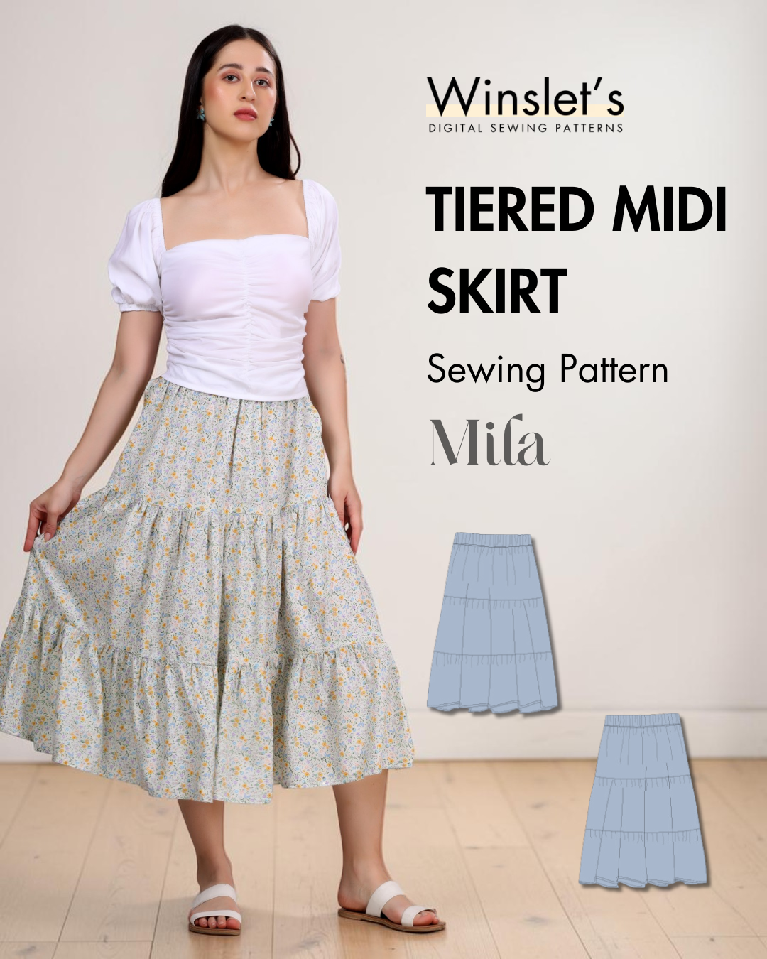 Tiered Midi Skirt Sewing Pattern 'Mila'