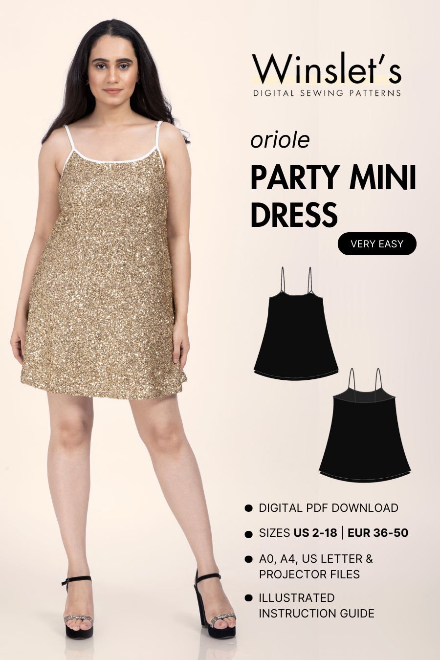 Party Mini Dress Sewing Pattern 'Oriole'