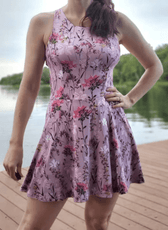Floral swim dress with fully lined attached shorts for women