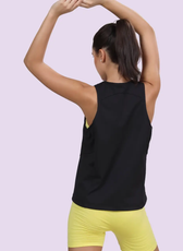 Back view of the 'Tracy' tank top sewing pattern, showing sleeveless design and relaxed fit. Great for workouts, yoga, or everyday wear.