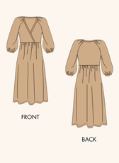 2D sketch of the v-neck dress sewing pattern by Winslet's