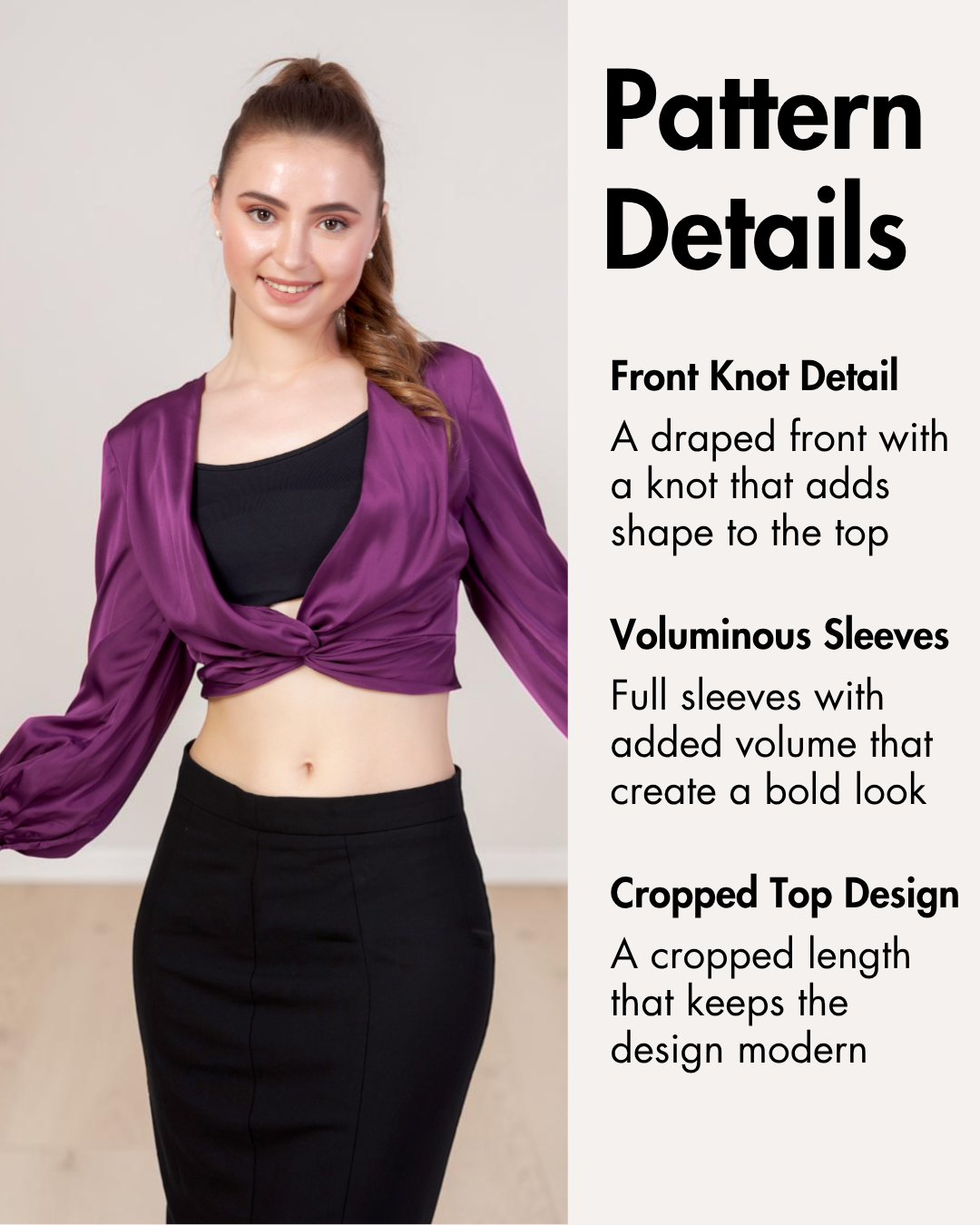 Ruched Twist Front Crop Top Sewing Pattern 'Willow'