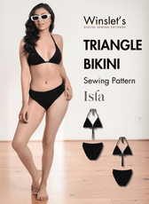 Black triangle bikini with adjustable halter neck and low-rise bottoms