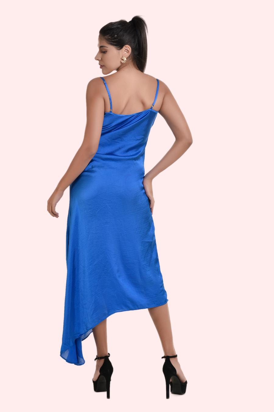 fitted lace wedding dress Navy | Cowl Neck Maxi Dress With Ruched Sides main image 1