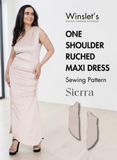 One Shoulder Ruched Maxi Dress Sewing Pattern 'Sierra'