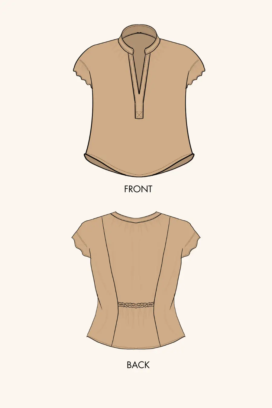 Short Sleeve Blouse Sewing Pattern 'Bliss'