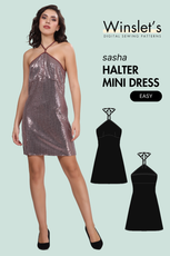 Halter Mini Dress Sewing Pattern 'Sasha'