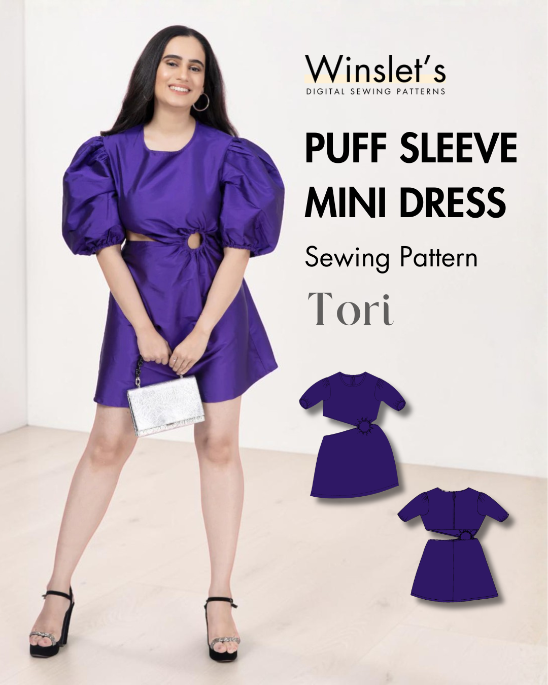 Puff Sleeve Mini Dress Sewing Pattern 'Tori'