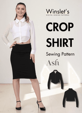 White cropped shirt with classic point collar and long sleeves