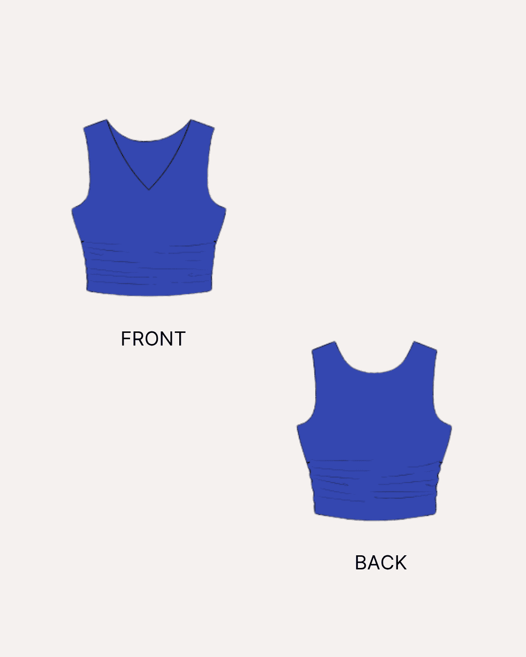 2d illustrations for 'Luna' reversible ruched top sewing pattern