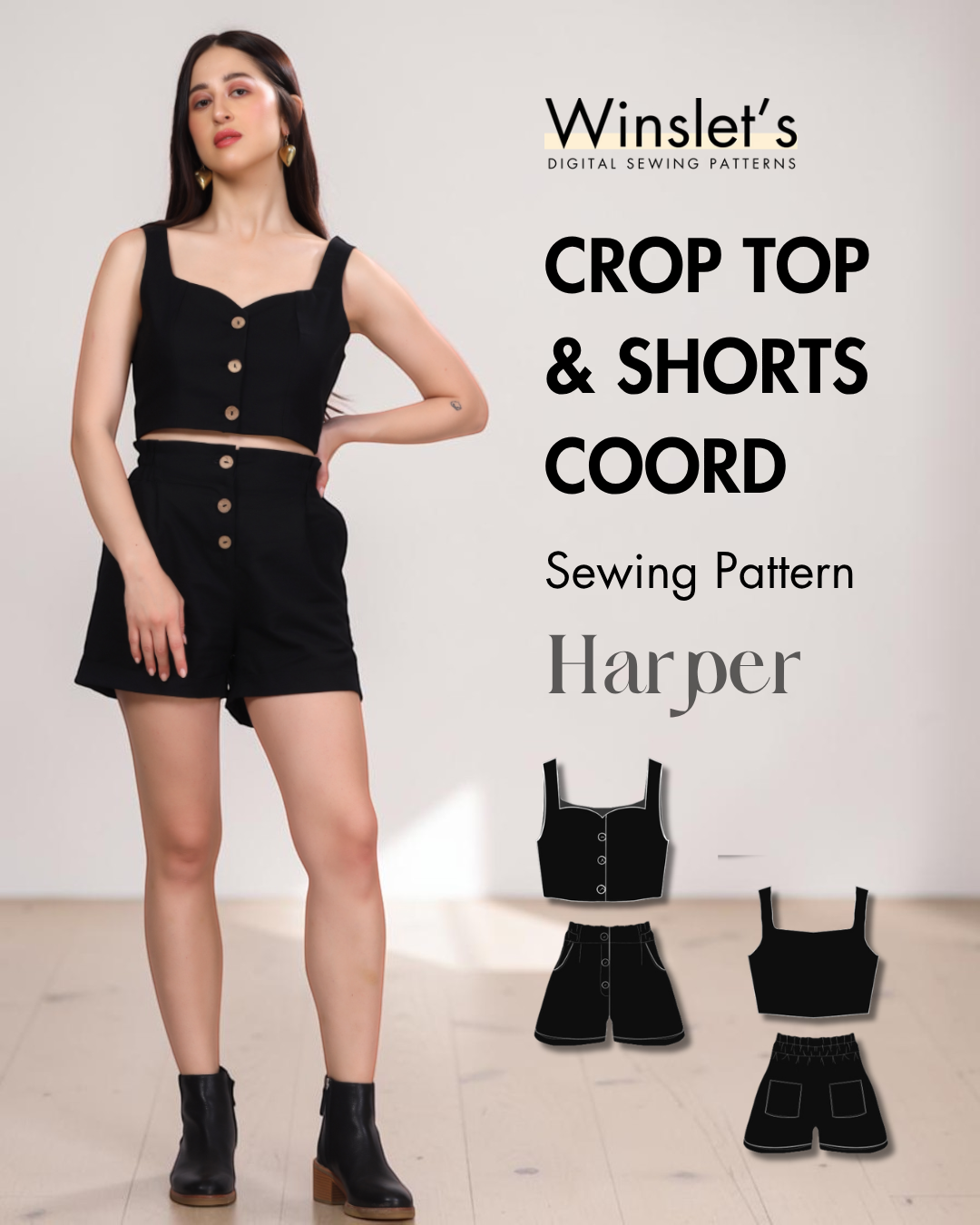 Crop Top & Shorts Coord Sewing Pattern 'Harper'