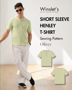 Men's Short Sleeve Henley T-shirt Sewing Pattern 'Oliver'
