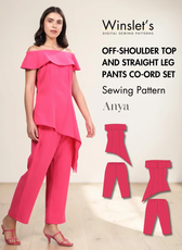 Off-shoulder Top and Straight Leg Pants Co-ord Set Sewing Pattern 'Anya'