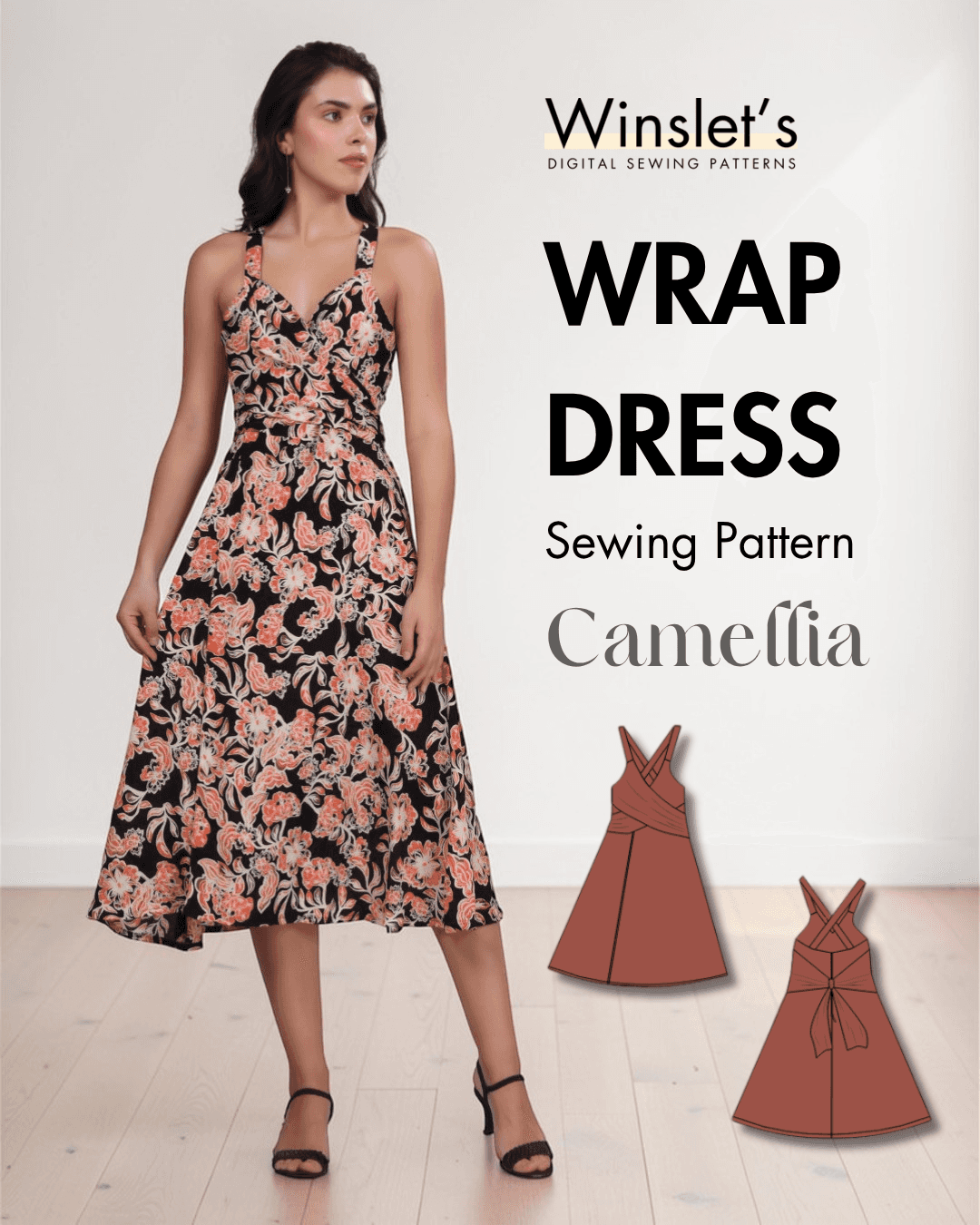 Wrap Dress Sewing Pattern | Sleeveless & Sweatheart Neckline Wrap Dress Sewing Pattern | Sleeveless & Sweatheart Neckline