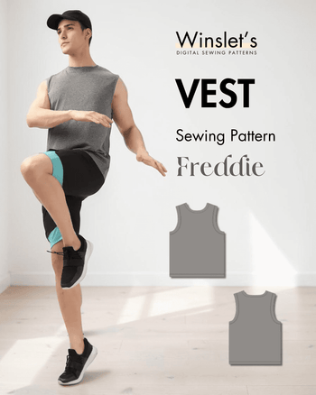 Men's sleeveless vest sewing pattern 'Freddie' with graphic design
