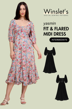 Fit & Flared Midi Dress Sewing Pattern 'Yasmin'